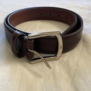 Torino Leather BURNISHED TUMBLED LEATHER BELT - BROWN Size 32